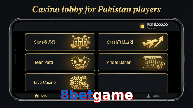 Lobby view of 8Betgame for Pakistan users